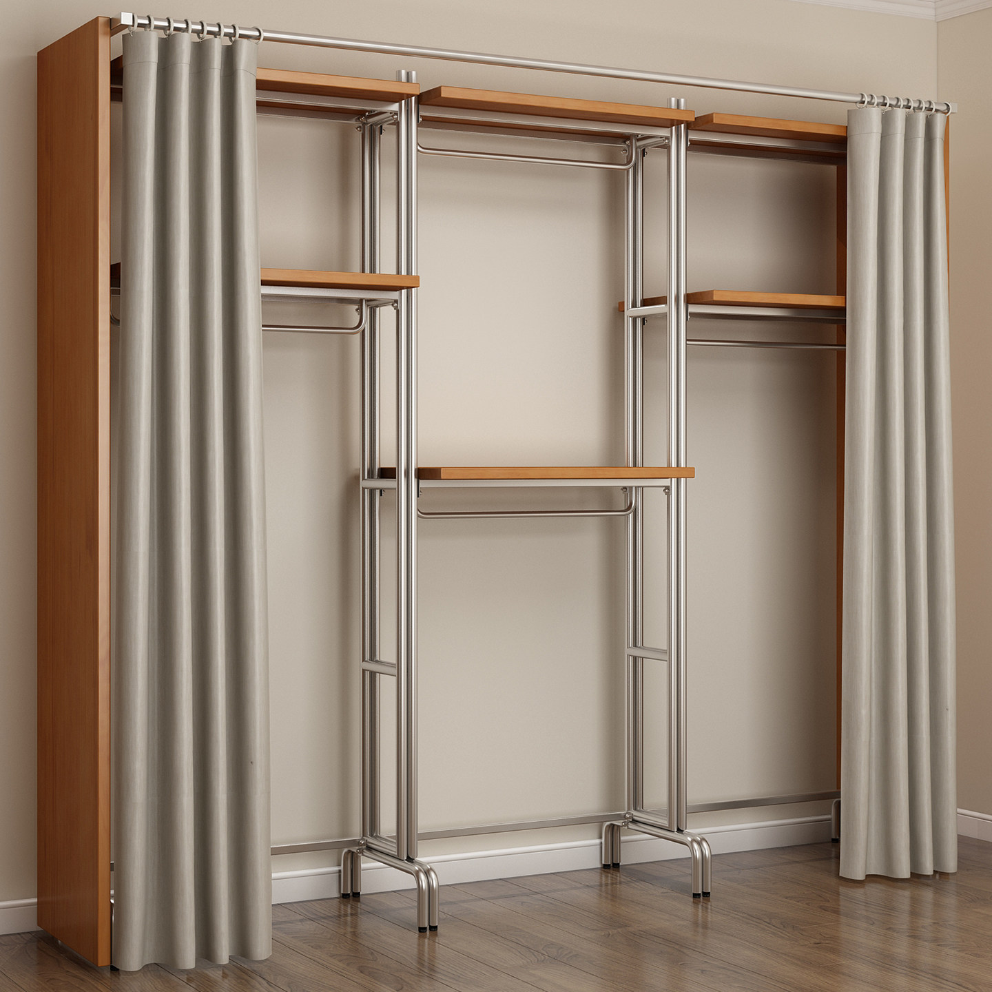 金属衣柜全实木2025新款爆款卧室家用铁艺钢架结构转角定制衣帽间