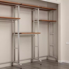 开放式衣柜架衣帽间实木金属全挂式步入式砌墙衣柜钢架铁艺衣帽架