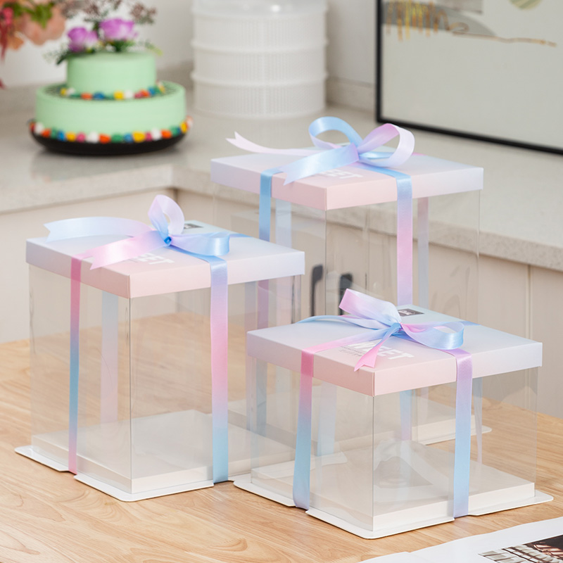 8寸透明生日蛋糕盒子双三层加高