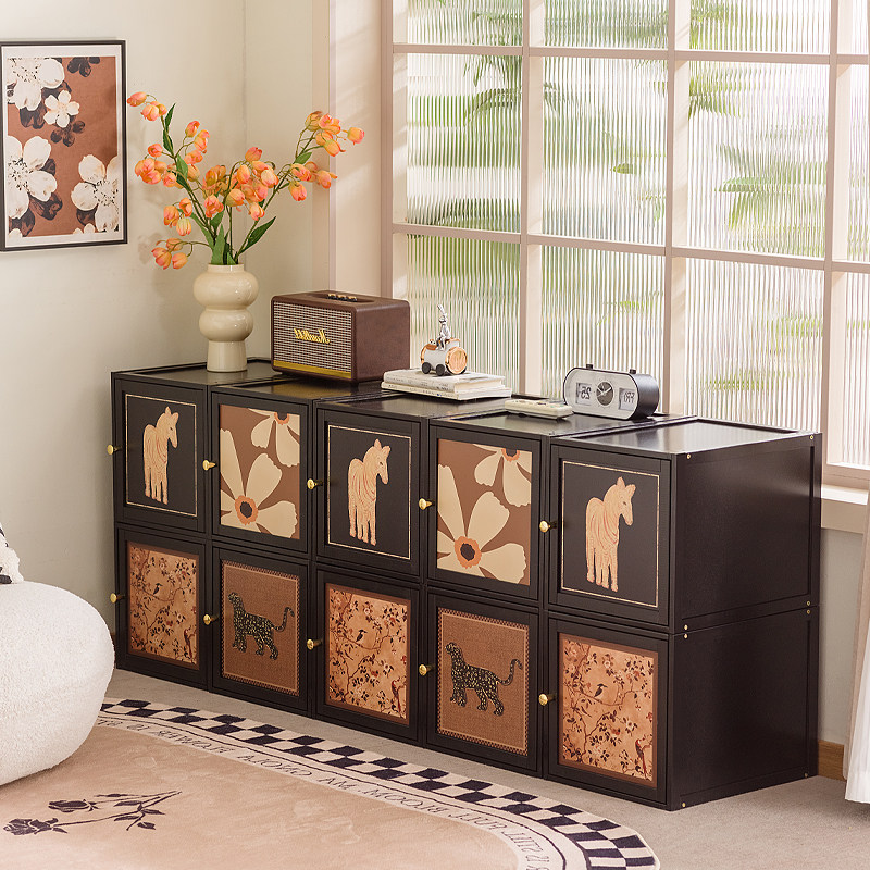 柜子储物柜家用书架置物架落地自由组合格子柜矮柜飘窗收纳柜书柜