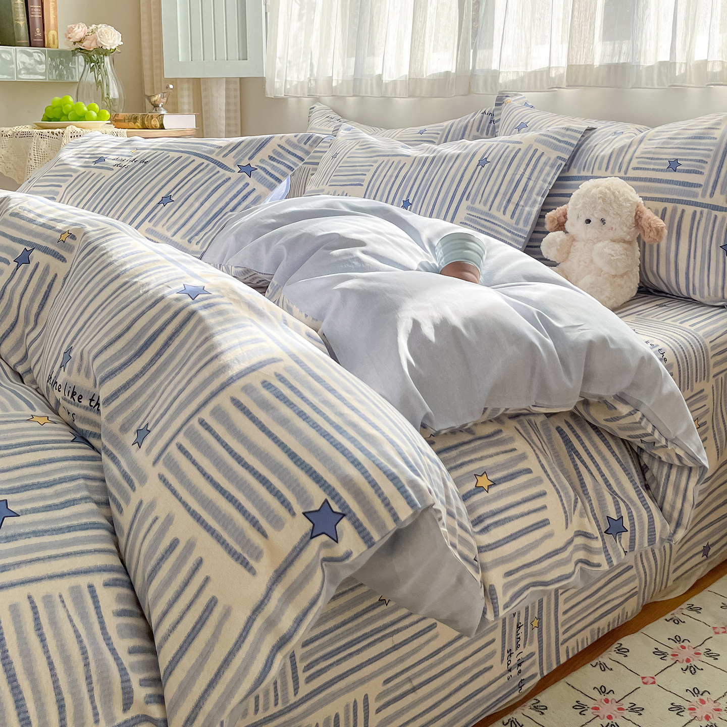 2026新品全棉四件套100纯棉印花简约卡通儿童床笠款春夏四季通用,床上用品,床品套件/四件套/多件套,淘宝优惠券,粉丝福利购,淘宝优惠卷