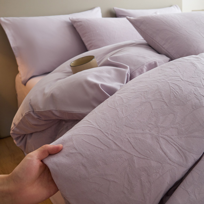 2025加厚小香风全棉提花磨毛四件套100纯棉床单被套秋冬紫色床品