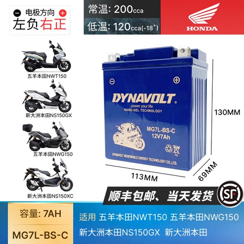 猛狮电瓶适用五羊本田NWT150/NWG150 新大洲本田NS150GX/NS150XC