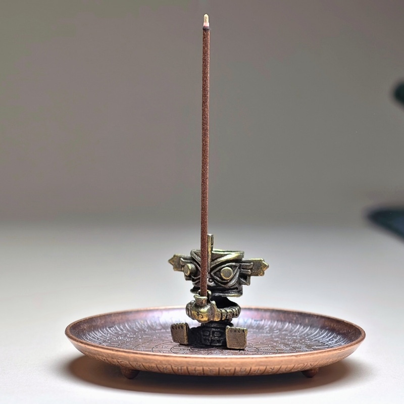 线香托盘国风仿古三星堆香插香托禅意罗盘檀香香薰炉室内茶道熏香