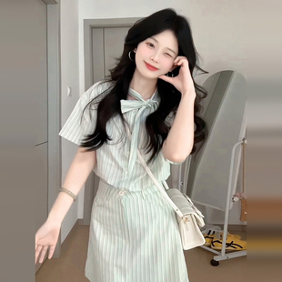 短裙 衬衫 连衣裙子女2025夏季 新款 超火学院风夏日独特绝美一整套装