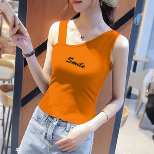 美背設計感小眾背心無袖 純棉緊身小吊帶女夏季 不規(guī)則短上衣ins潮