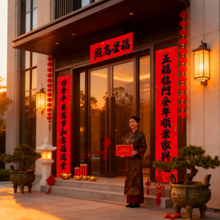 26年马年大尺寸十一言对联铜版纸盒装名家书法春联入户门门联福字