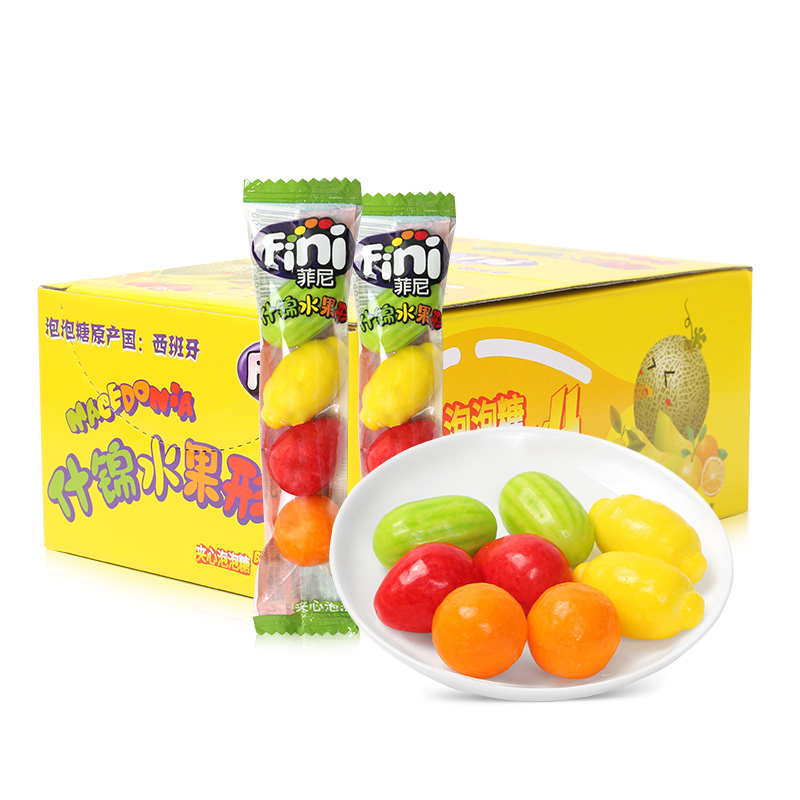 西班牙Fini菲尼进口泡泡糖网球柠檬西瓜水果形夹心口香糖怀旧零食