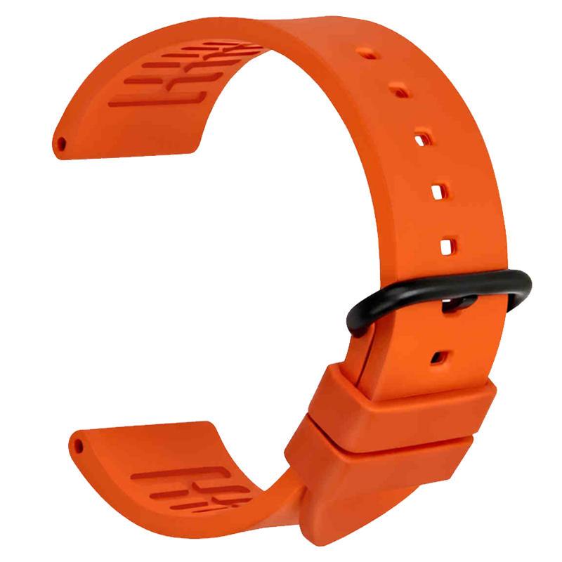 柔软氟橡胶手表带 适配Suunto9颂拓7斯巴达Baro远征阿尔法户外运动橡胶硅胶表链配件橙色