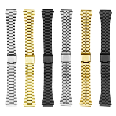 适配casio卡西欧方块小金表金属表链A158/A159/A168/A169/B650/AQ230/A500W系列男女款不锈钢手表带配件18mm