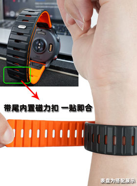 雷米龙适配Garmin佳明Fenix8-47mm盘MARQ7/6/泰铁时8/EpixPro/G1磁吸扣快拆橡胶手表带替换表带22mm