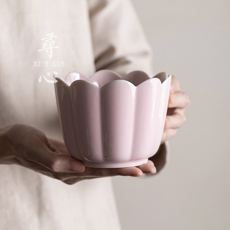 寻心中式陶瓷花瓣葵口建水创意茶洗茶杯洗家用水盂功夫茶具茶渣缸