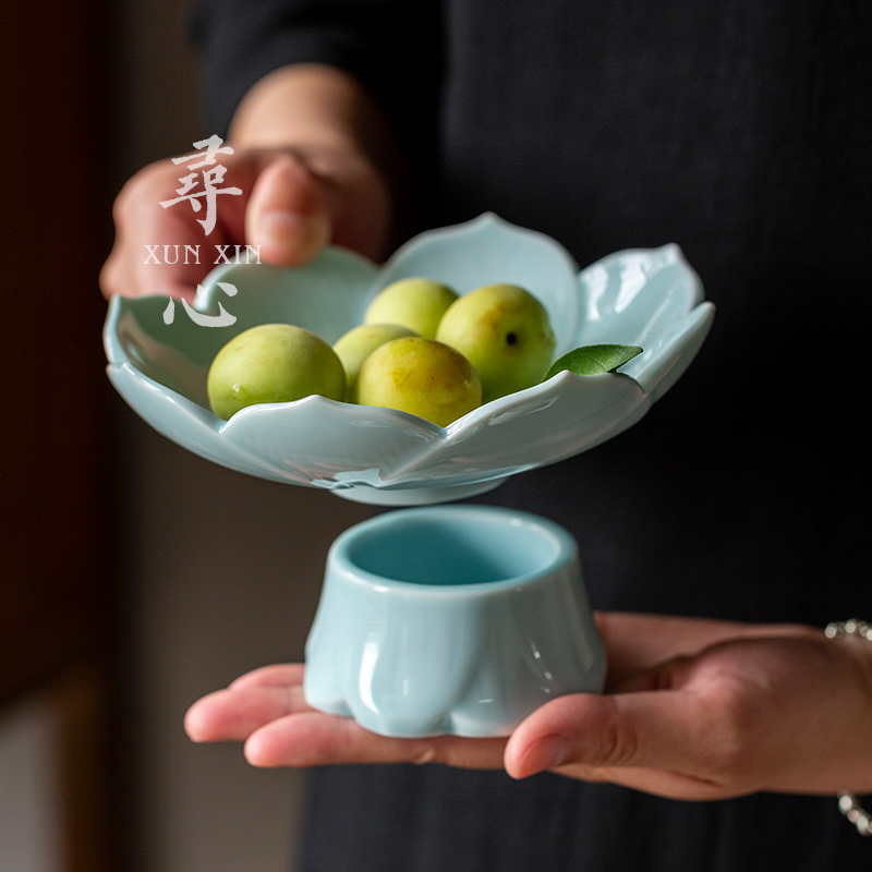 高脚茶点盘禅意供盘莲花水果盘