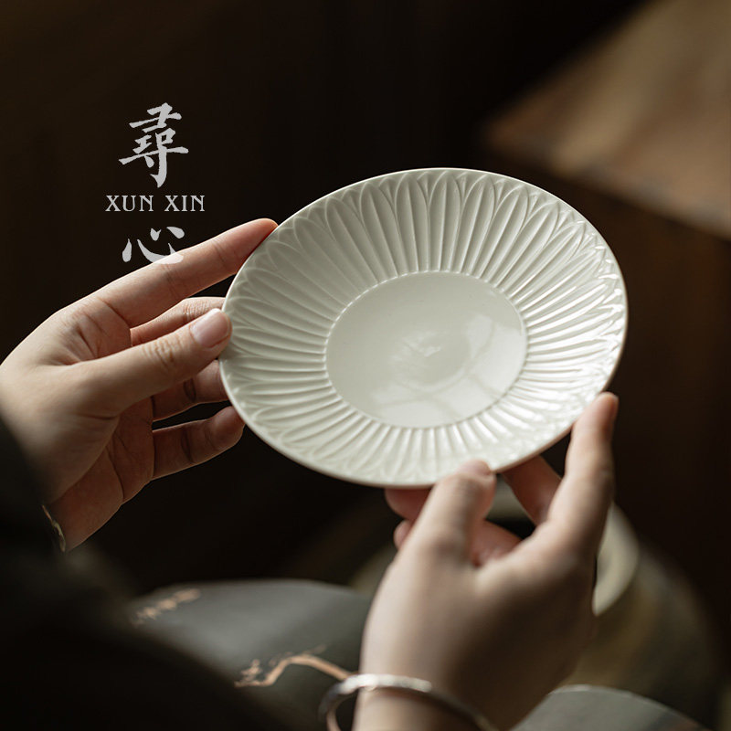 寻心定窑白莲瓣纹壶承陶瓷茶道零配功夫茶具茶托盘茶壶底座茶点盘,餐饮具,茶道/零配,淘宝优惠券,粉丝福利购,淘宝优惠卷