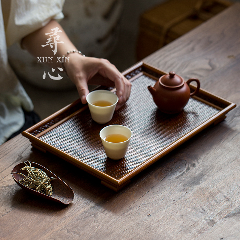 手工竹编奉茶盘竹制惠风茶托盘茶具收纳餐盘茶点盘点心盘功夫茶具