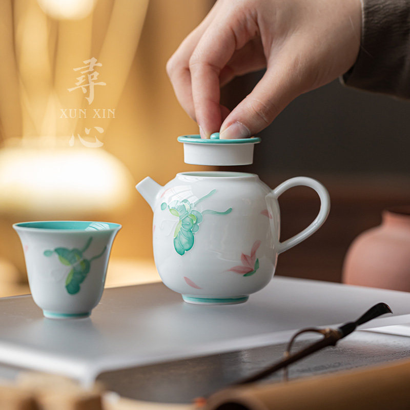 寻心中式手绘茶壶陶瓷泡茶壶