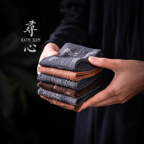 寻心复古中式烧花茶巾