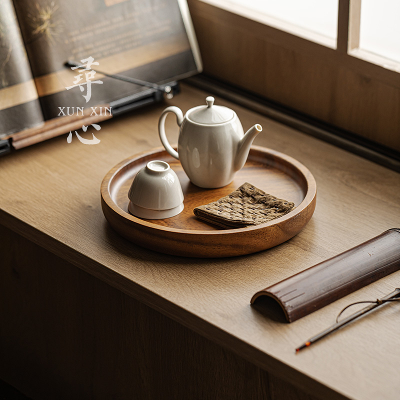 寻心中式胡桃木家用茶托盘
