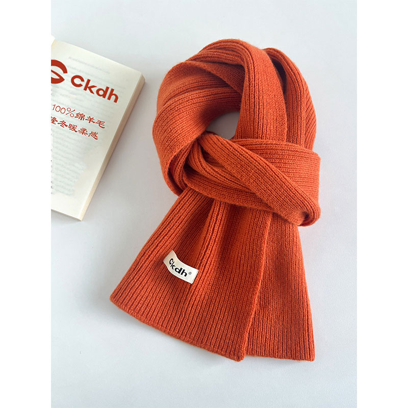 CKDH显白暖橘100%绵羊毛围巾女