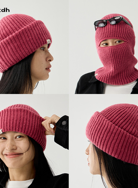 CKDH巴拉克拉法帽女冬季防风防寒骑行头套保暖护脸针织毛线帽子男