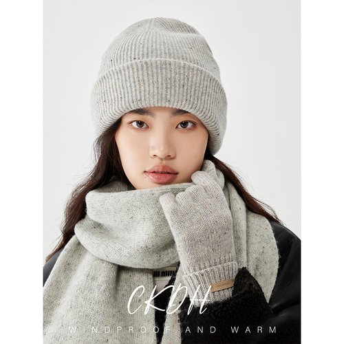 纯羊毛针织毛线帽手套围巾三件套