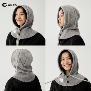 CKDH巴拉克拉法帽户外骑行保暖帽子围脖一体套头冬季护耳针织帽子