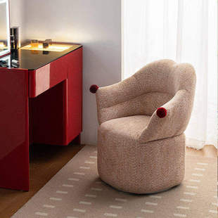 法式多巴胺梳妆凳旋转椅家用化妆凳奶油风高级感卧室椅子靠背椅