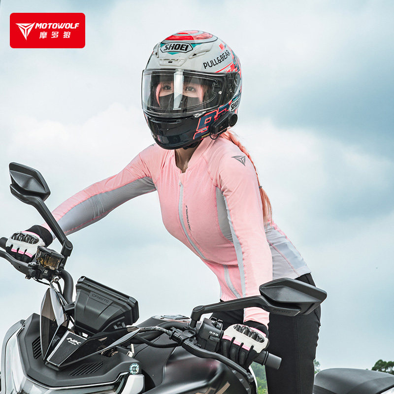 摩多狼骑行服女骑夏季赛车骑行服防晒透气速干衣机车防摔骑士装备