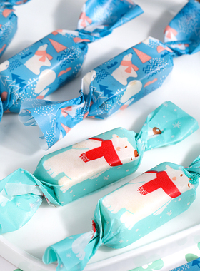卡通糖纸包装纸牛轧糖果包装纸糯米纸手工清新糖果蓝色北极熊用纸