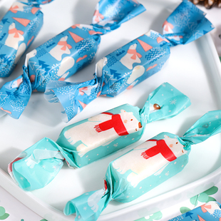 卡通糖纸包装纸牛轧糖果包装纸糯米纸手工清新糖果蓝色北极熊用纸