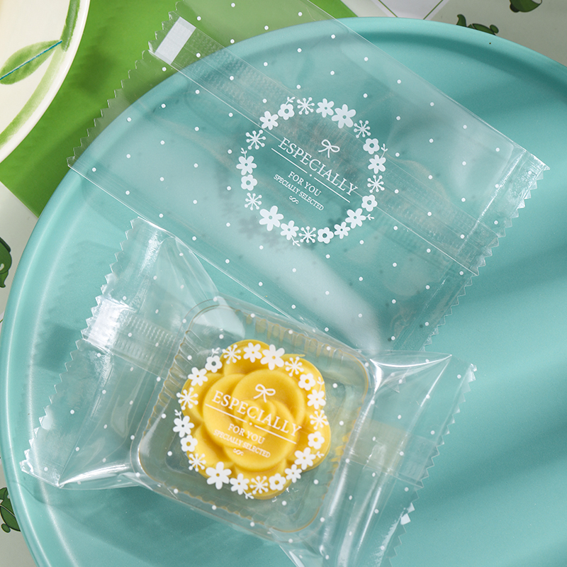 迷你月饼绿豆糕包装袋25克30g50g小冰皮月饼袋子透明花环机封袋