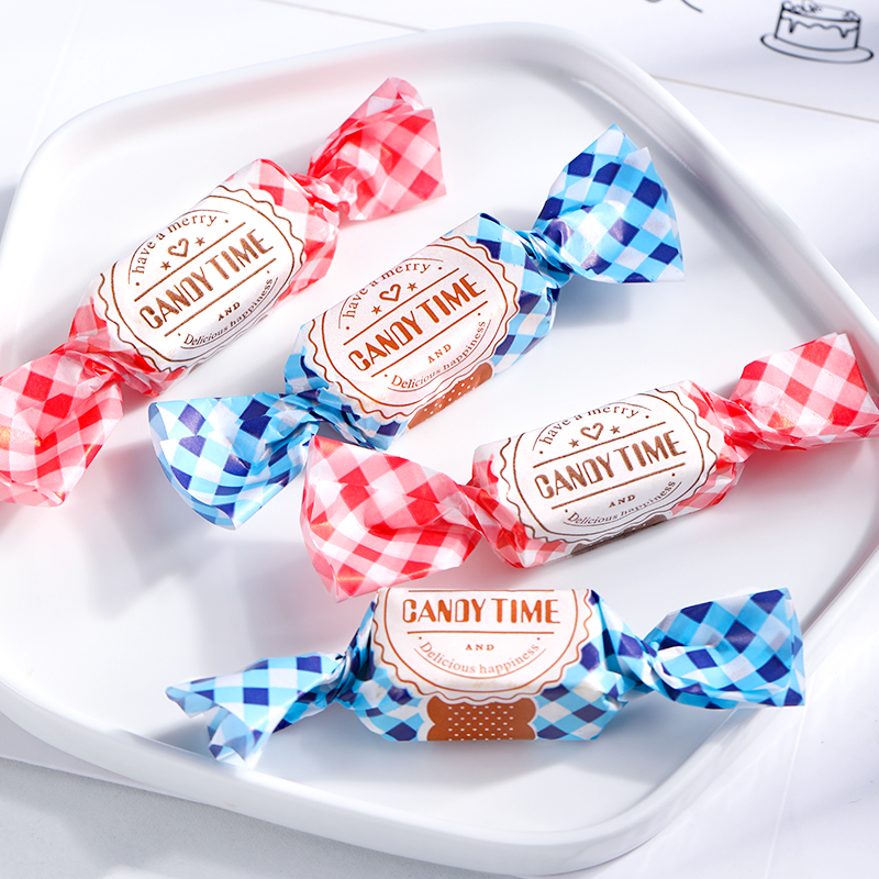 法式蓝红格子牛轧糖包装纸糖纸牛扎糖纸糖果纸手工包糖纸奶糖卷纸