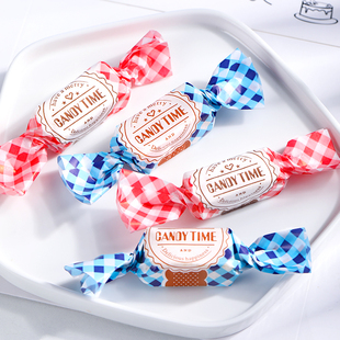 法式蓝红格子牛轧糖包装纸糖纸牛扎糖纸糖果纸手工包糖纸奶糖卷纸