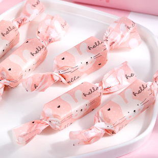 牛轧糖包装纸手工糖果纸包装糖纸专用包糖纸牛扎糖纸卡通粉色兔子