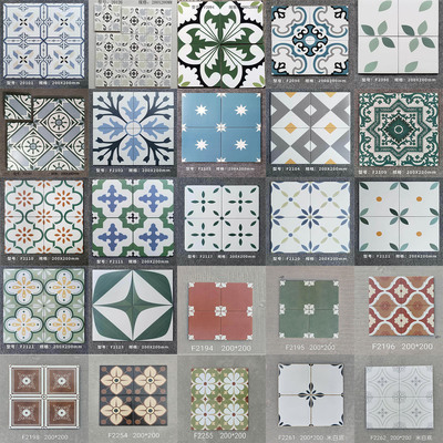 复古彩色小花砖200x200拼花瓷砖
