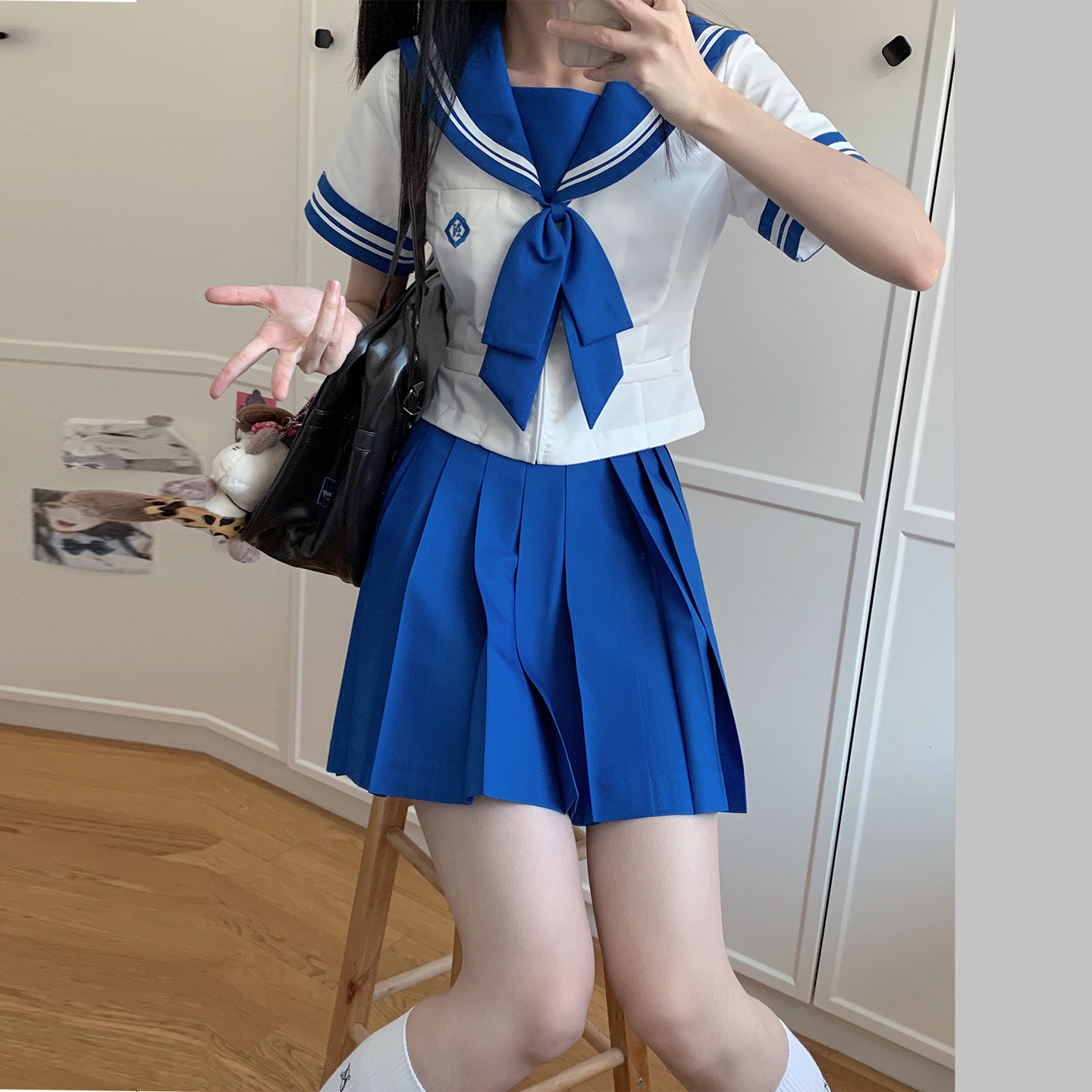 秋柚语JK蓝野子海军领水手服