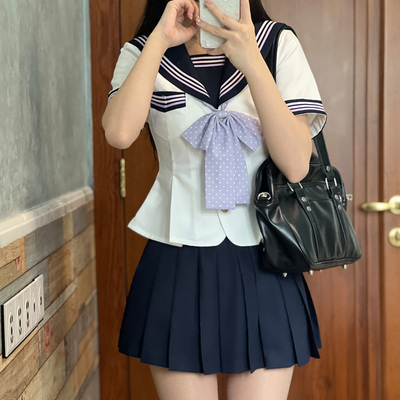 秋柚语原创新款水手服服沐紫和风JK制服正版收腰显瘦甜美花瓣衣摆