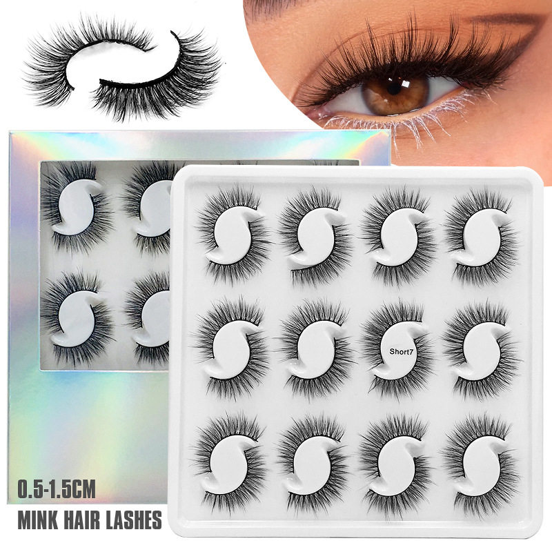 12 pairs natural handmade3d false eyelashes short lashes