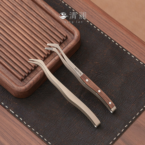 清澜纯钛茶夹镊子防滑防烫茶杯夹