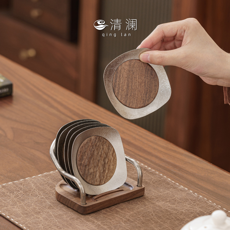 清澜纯钛高端茶杯垫方形隔热垫