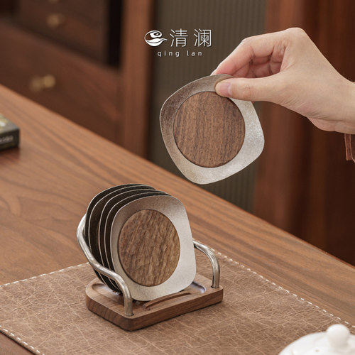 清澜纯钛高端茶杯垫方形隔热垫