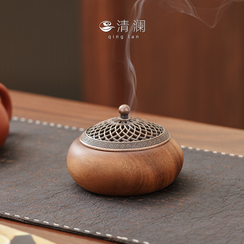 清澜胡桃木香炉家用室内熏香沉香茶道线香香薰炉高级感香插底座