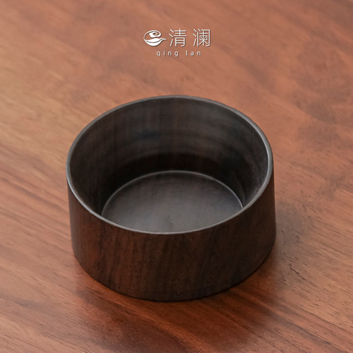 清澜黑檀木茶漏茶滤底座过滤底托
