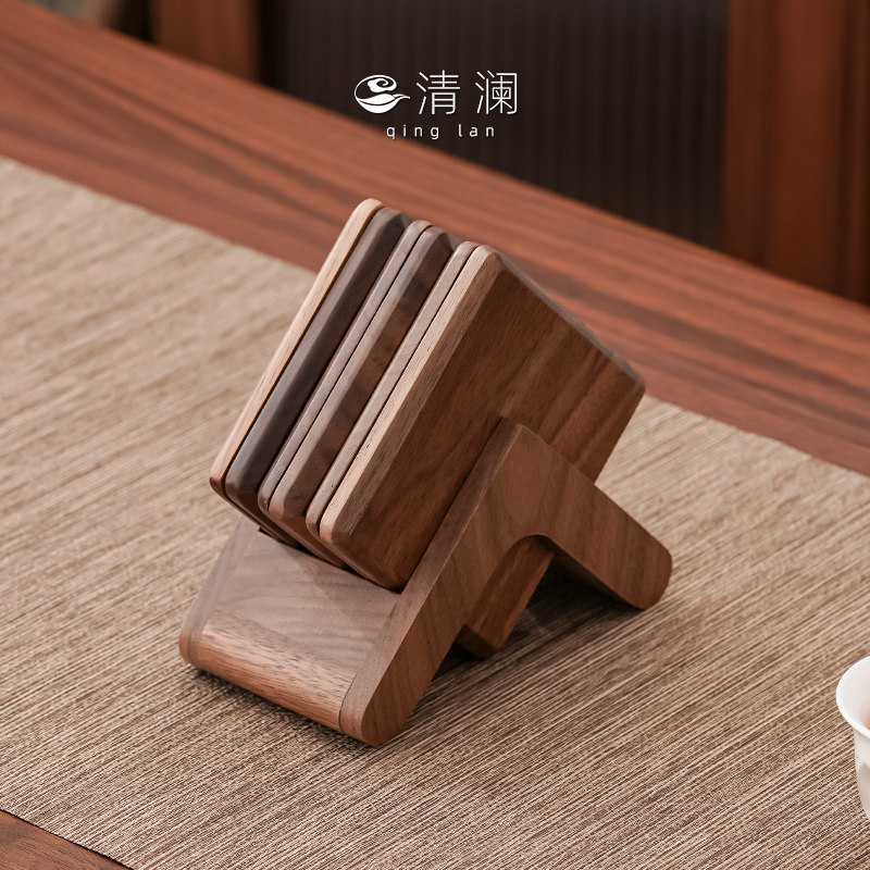 清澜黑胡桃木茶杯垫实木功夫茶具配件新中式茶道杯托茶托隔热垫,餐饮具,茶道/零配,淘宝优惠券,粉丝福利购,淘宝优惠卷
