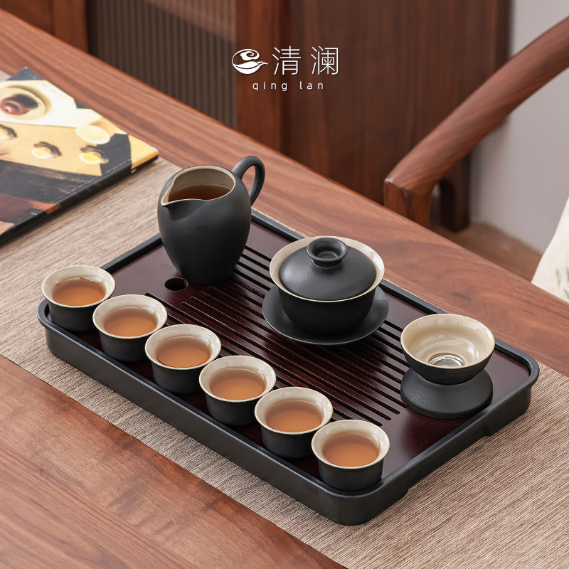 清澜黑陶茶具套组家用2025新款轻奢高档整套中式盖碗泡茶壶茶杯,餐饮具,功夫茶具,淘宝优惠券,粉丝福利购,淘宝优惠卷