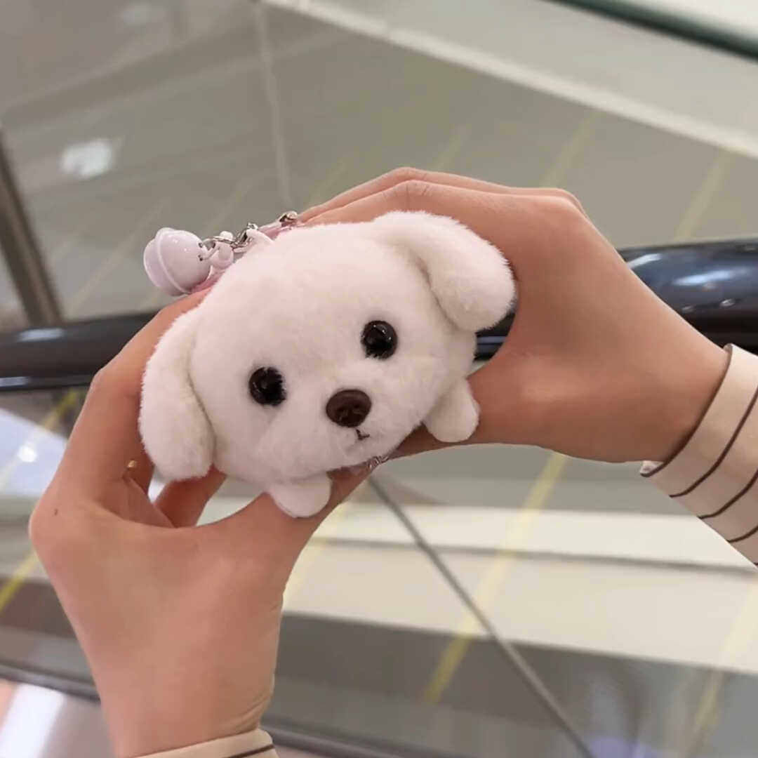 会摇尾巴小白狗毛绒公仔钥匙扣拉绳发条玩具可爱比熊玩偶礼物饰品,玩具/童车/益智/积木/模型,毛绒/玩偶/公仔/布艺类玩具,淘宝优惠券,粉丝福利购,淘宝优惠卷