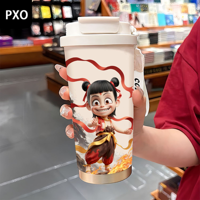 哪吒保温杯女高颜值小巧便携水杯2025新款咖啡杯儿童大容量杯子