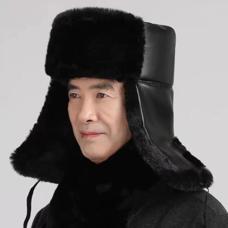 老人棉帽男冬保暖东北加绒皮帽