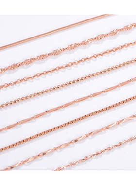 999纯银玫瑰金色项链女锁骨链短银链无吊坠彩银电镀18k金色银链子