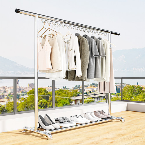 304不锈钢单杆落地式家用晾衣架